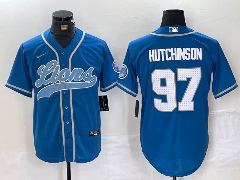 Men Detroit Lions #97 Hutchinson Blue Joint Name 2024 Nike Limited NFL Jersey style 1->detroit lions->NFL Jersey